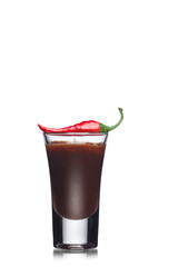 Chocolate dessert in a shot glass