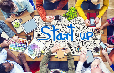 People Working with Startup Business