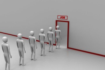 3d people waiting for job