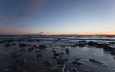 Swedish ocean scene just after sunset