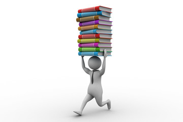 3d man carrying books