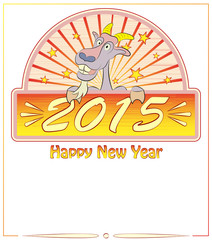 Happy New year 2015 ! Greeting cards . The goat. Retro frame.