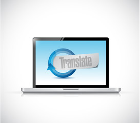 laptop and translate cycle illustration