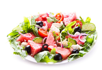 plate of watermelon salad