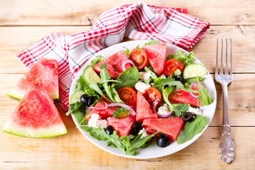 plate of watermelon salad