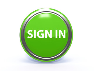 sign in circular icon on white background