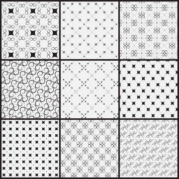 black and white monochrome pattern set
