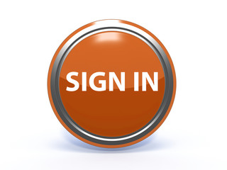 sign in circular icon on white background