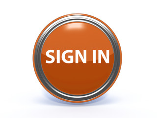 sign in circular icon on white background