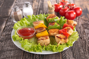 tasty grilled meat and vegetables