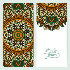 decorative label card for vintage design, ethnic pattern, antiqu