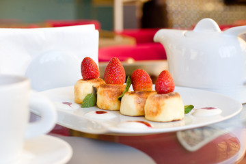 Breakfast with cheese pancakes