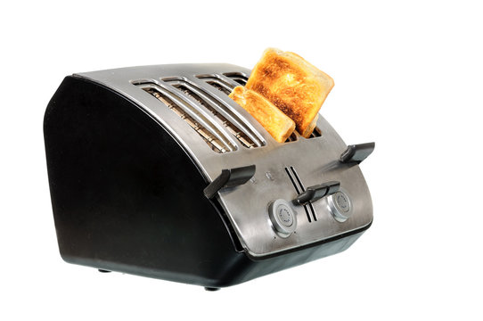 Common chrome toaster with bread
