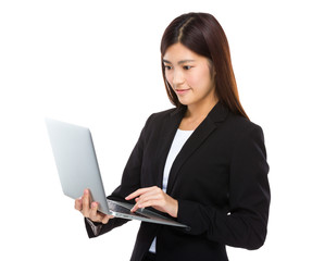 Businesswoman use notebook computer