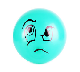 Funny face drawn on balloon isolated on white