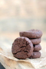 Chocolate cookies, selective focus