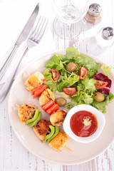 grilled meat and vegetables