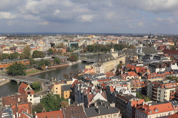 Fototapeta na wymiar Wroclaw panorama from the terrace widokowego.Poland