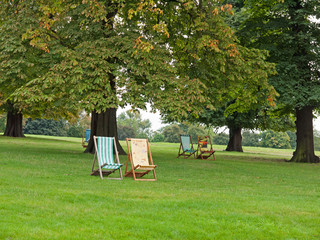 Deckchairs in the park