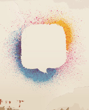 Fototapeta Speech bubble, spray painted, on old wall. Eps 10
