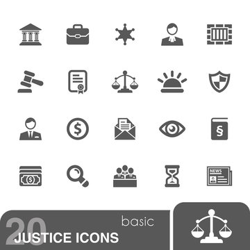 Justice icons set.