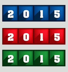 year 2015 made of colored neon effect