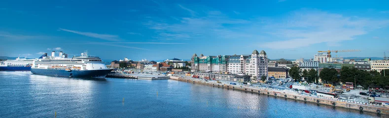 Deurstickers Stad aan het water Haven van Oslo Fjord