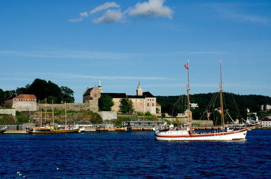 Two ships sailing in the Oslo fjord Akershus