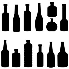 silhouette of bottle set vector