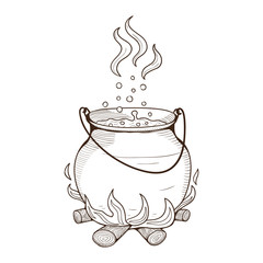 Witch kettle with potion.