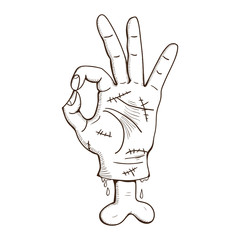 Zombie hand with Ok sign.