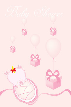 invitation card for baby girl shower vector illustration