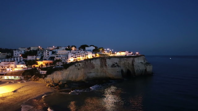 The village Carvoeiro in the Algarve Portugal by night