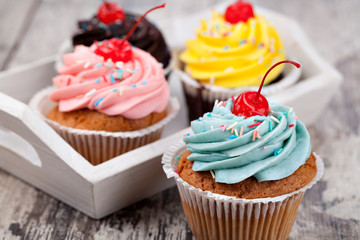 Cupcake on a wooden table