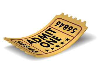 Vintage Admit One Cinema Ticket, Vector Illustration.