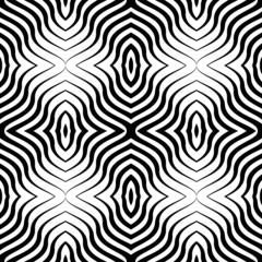 Op Art  Black White Vector Seamless Geometric Pattern