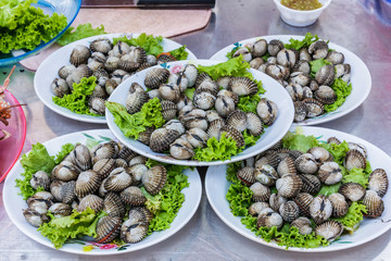 Cockles. Seafood in  Market