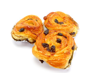 raisin danish pastry  isolated on white background