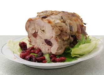 roasted turkey meat with cranberries