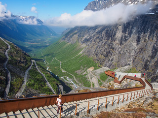 Viewpoint over Trolls' Path - serpentine mountain road in Norway