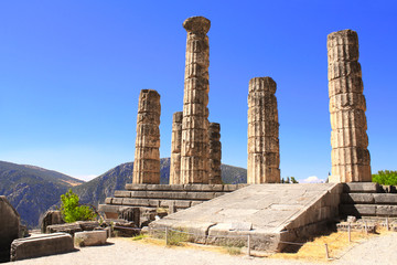 Ruins of Temple of Apollo in Delphi, Greece