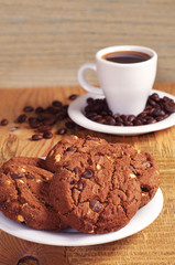 Chocolate cookies and coffee