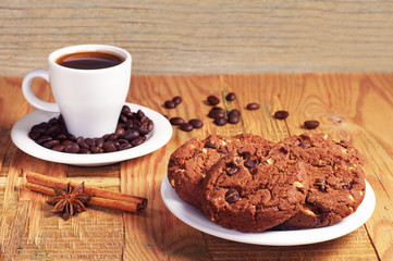 Cup of coffee and cookies