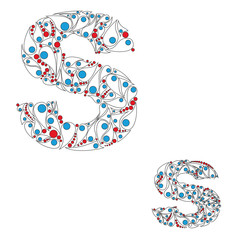 Letter S. Bright element alphabet. ABC element in vector.