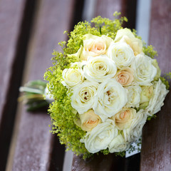 A beautiful bridal bouquet at a wedding party