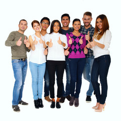 Obraz premium Happy group of people with thumbs up - isolated over white