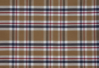 fabric Tartan pattern. Brown with red,white and blue