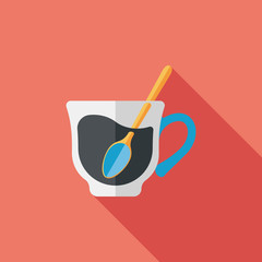 black coffee flat icon with long shadow,eps10