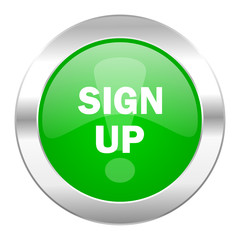 sign up green circle chrome web icon isolated