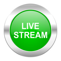 live stream green circle chrome web icon isolated